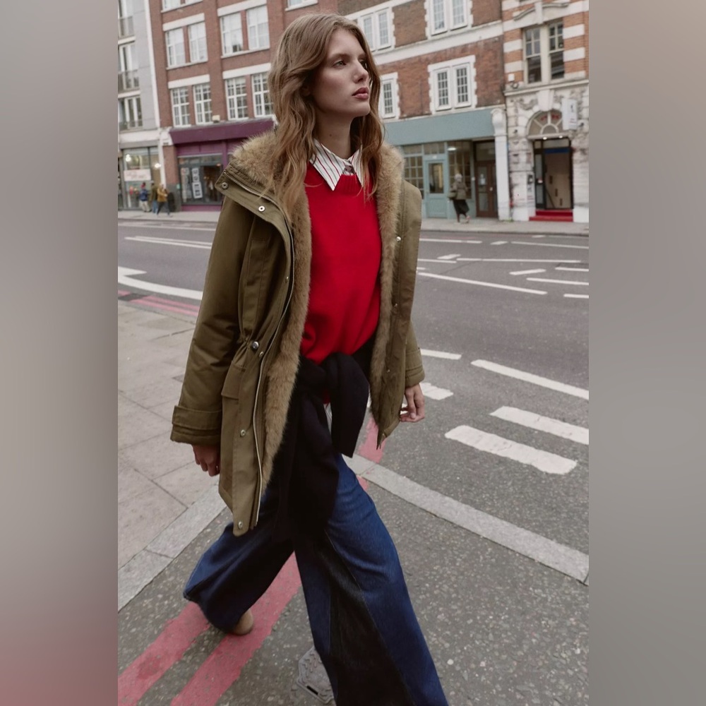 ZARA FAUX FUR INTERIOR PADDED PARKA